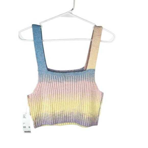 Out from Under Knit Cropped Tank Top Crop Women's Large Pastel Ribbed Festival - Picture 4 of 8